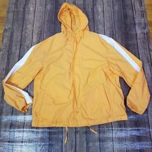Gap Mens Jacket Orange XXL 2XL Full Zip Hooded Pockets Windbreaker Drawstring